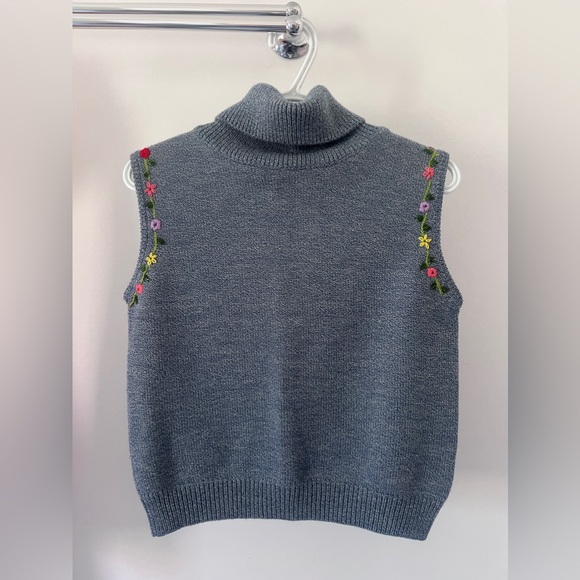 Dolce & Gabbana Tops - D&G Dolce & Gabbana Ittierre Heathered Blue Knit Turtleneck Vest Womens Size M